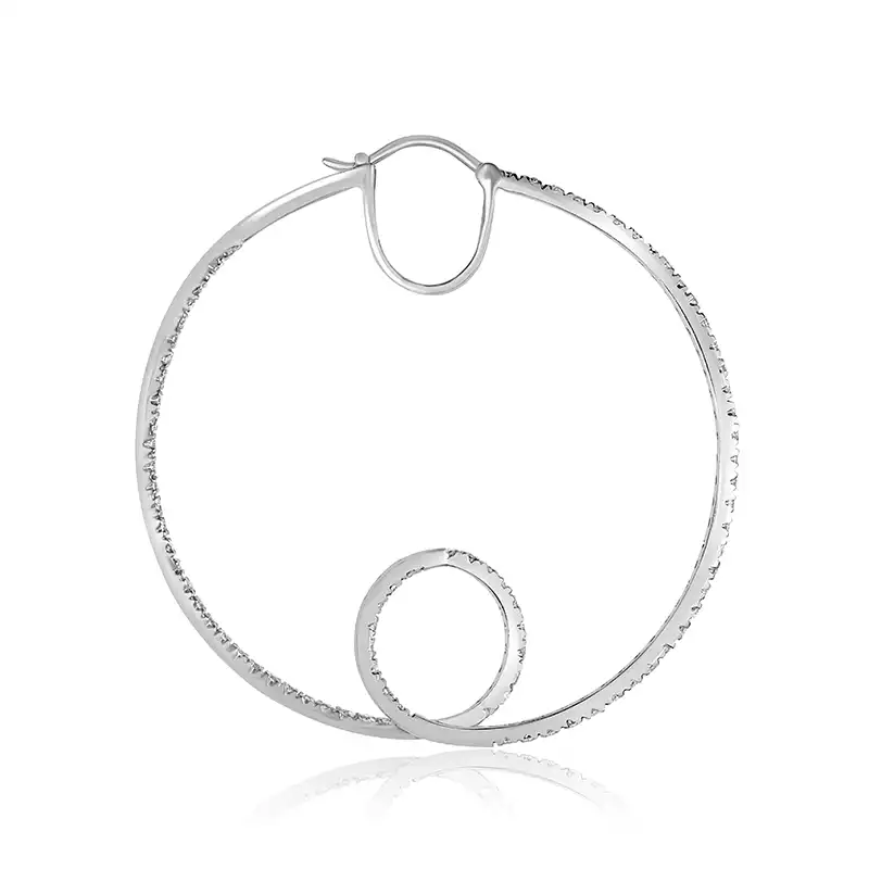 Spiral twist Diamond Hoops in 18K White Gold